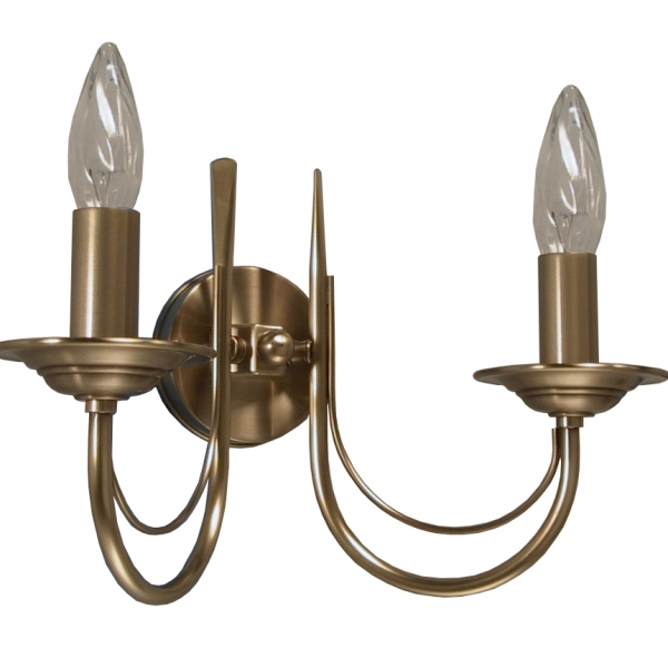 2 Light Elegant French Wall Lights available in satin brass or satin nickel