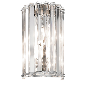 Beautiful contemporary wall light featuring triangular crystal prisms