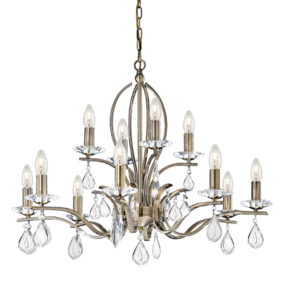 Website - 12 Light Crystal Drop Bronze Chandelier Website - 12 Light Crystal Drop Bronze Chandelier